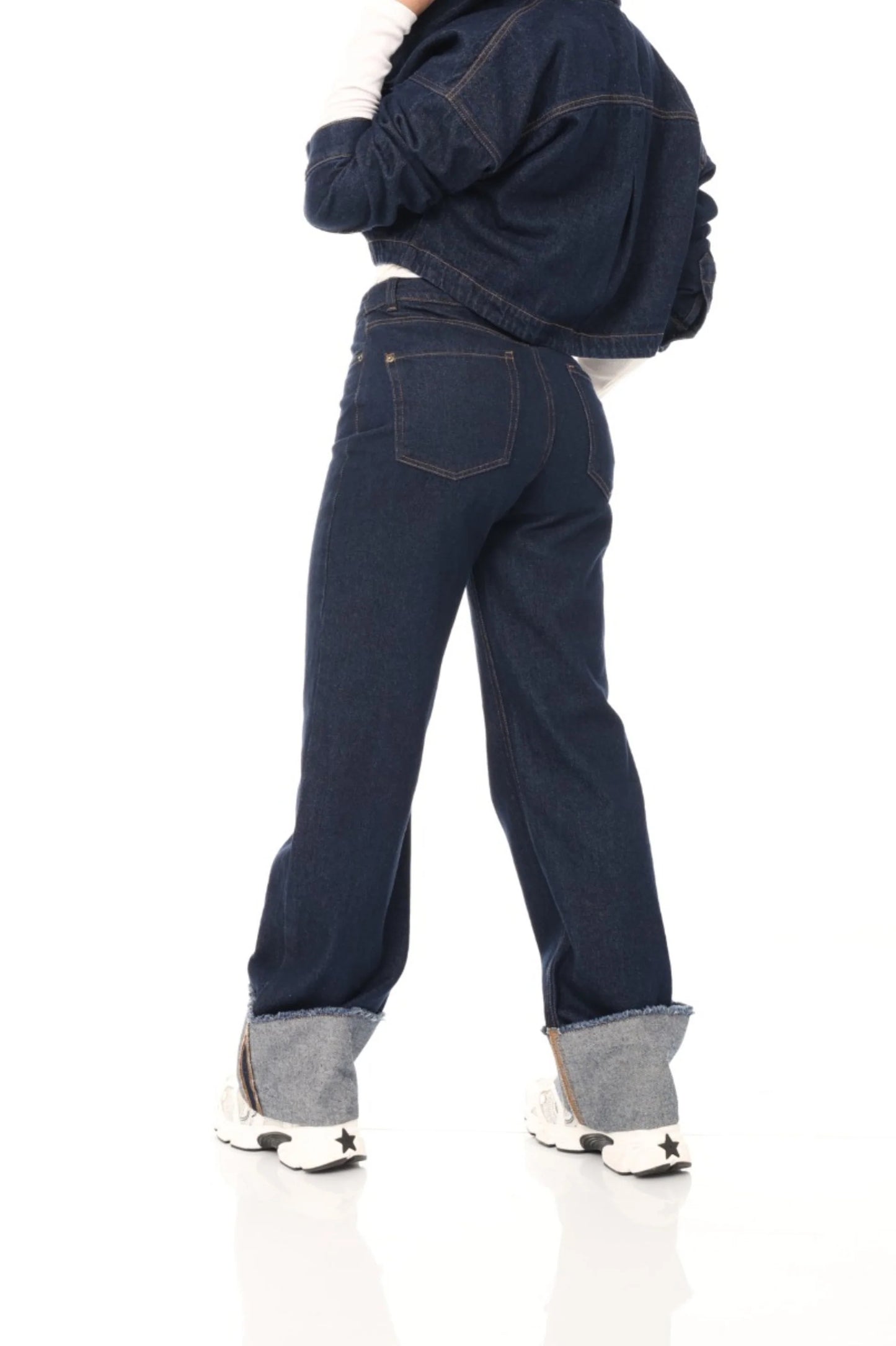 Jean Straight Rigido Bota Doblada