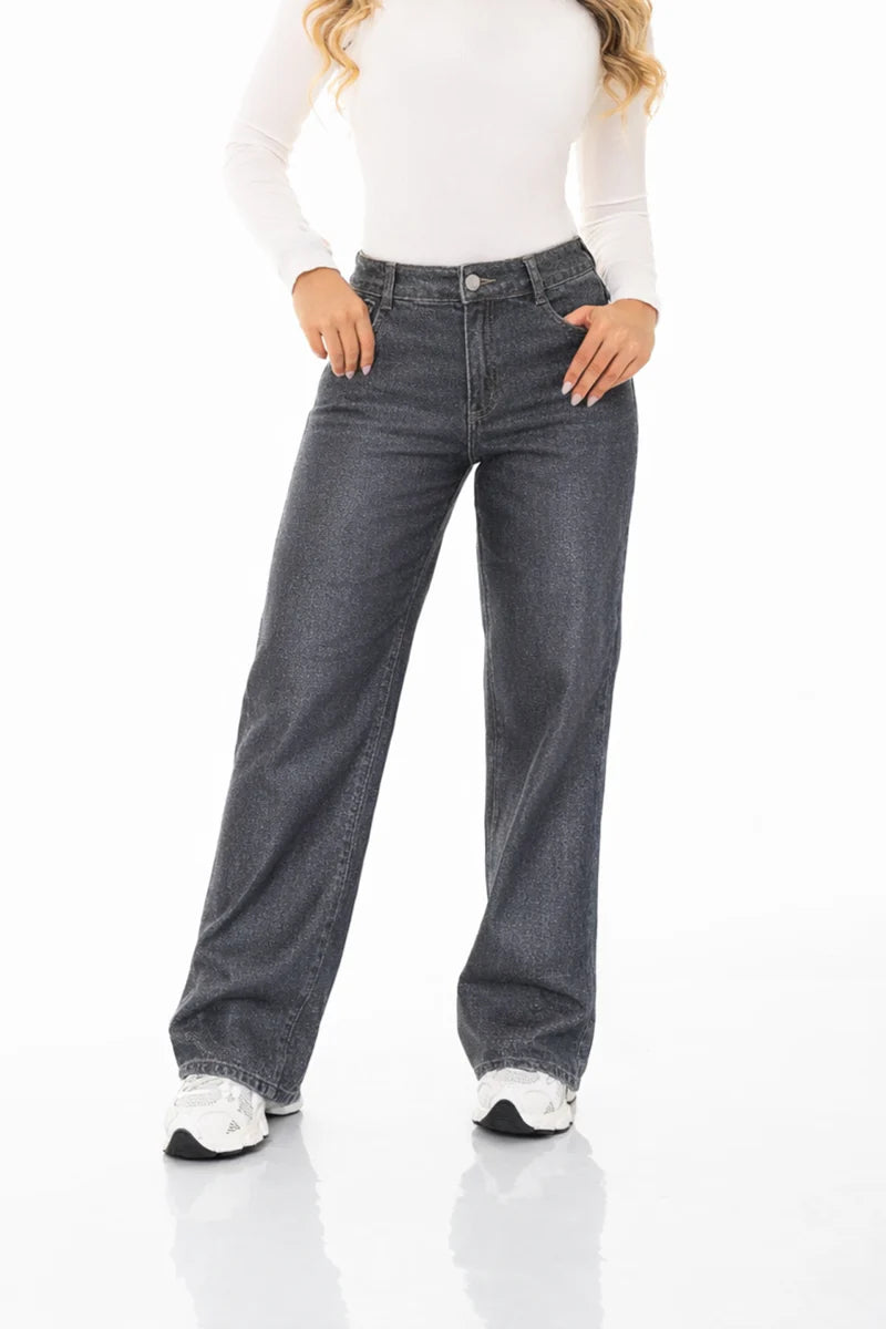 Jean Wide Leg Lurex Rigido