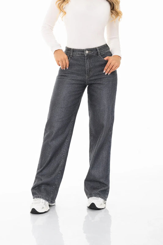 Jean Wide Leg Lurex Rigido