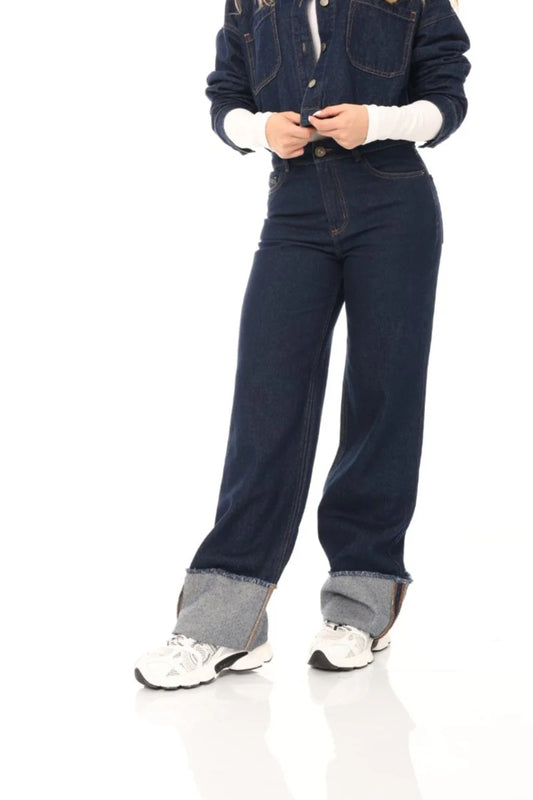 Jean Straight Rigido Bota Doblada